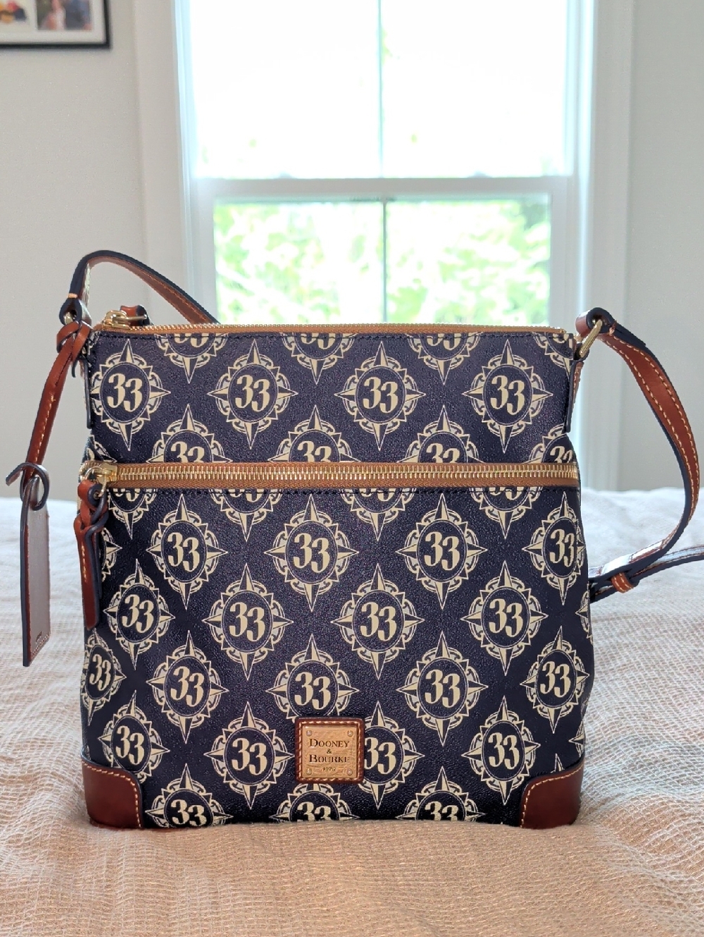 NWOT Disney Dooney & Bourke Navy and Tan Club 33 Signature Crossbody